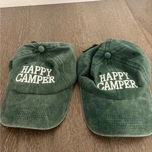Green 'Happy Camper' Caps Set